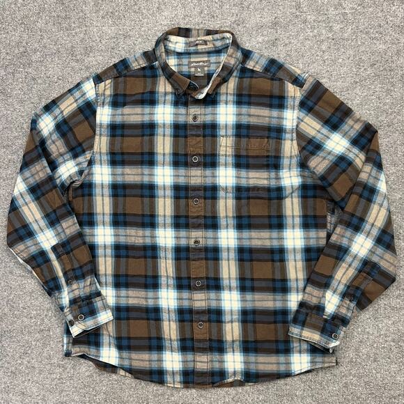 Eddie Bauer Shirt Mens Large Multicolor Plaid Long Sleeve Classic Fit Button Up - Picture 1 of 9